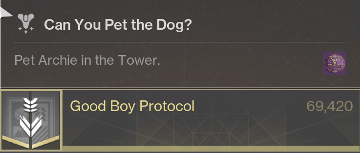 batalig's tweet photo. @Destiny2Team help!?!?!

No I cannot pet the dog... I guess I can't get those Legendary Marks... https://t.co/k2geO73xdf