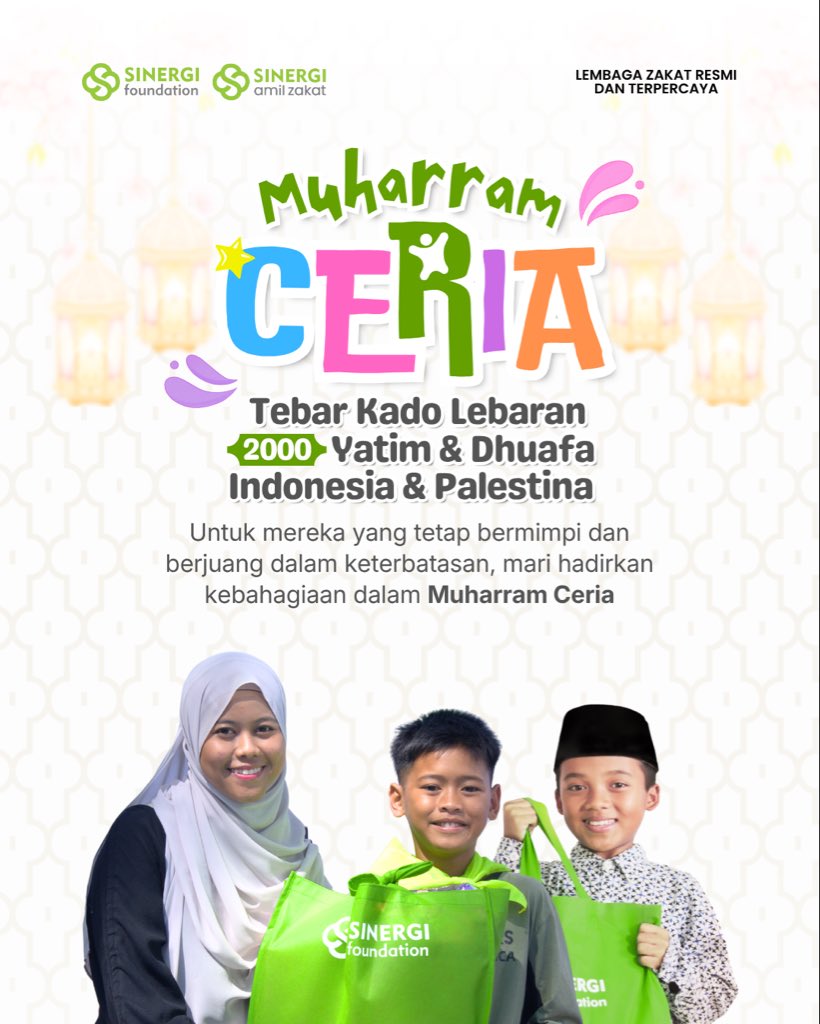 sinergiid's tweet photo. Mari bersinergi untuk hadiahkan Lebaran Yatim terbaik dan bahagiakan mereka lewat program “Muharram Ceria: Tebar Kado Lebaran 2000 Yatim &amp; Dhuafa”. Pilih kado lebaran terbaikmu untuk mereka dan mulai berdonasi melalui https://t.co/c895Uy0iEZ

📞 081-321-200-100 https://t.co/bKfRcDx0Hu