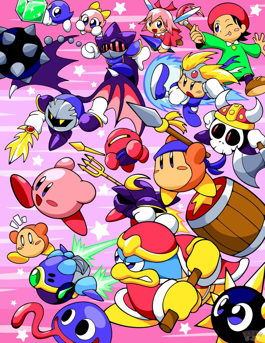 BananaBot05's tweet photo. Happy belated 34th Anniversary to #Kirby and all his buddies!  Here’s to plenty more years to our favorite puffball.
#ProjectStarHeroes https://t.co/7LFKyNqTrH