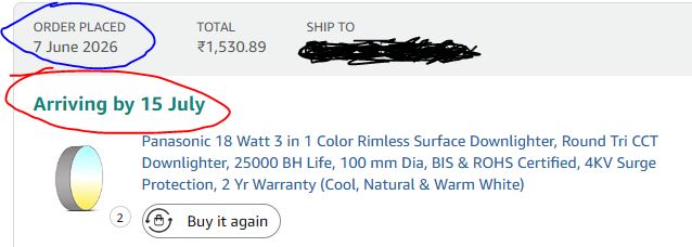 iStillWaters's tweet photo. @amazonIN What is this joke on Prime members? Product page shows next day delivery, but actual delivery is being shown as 1 month+ https://t.co/M9ADZuKSrD