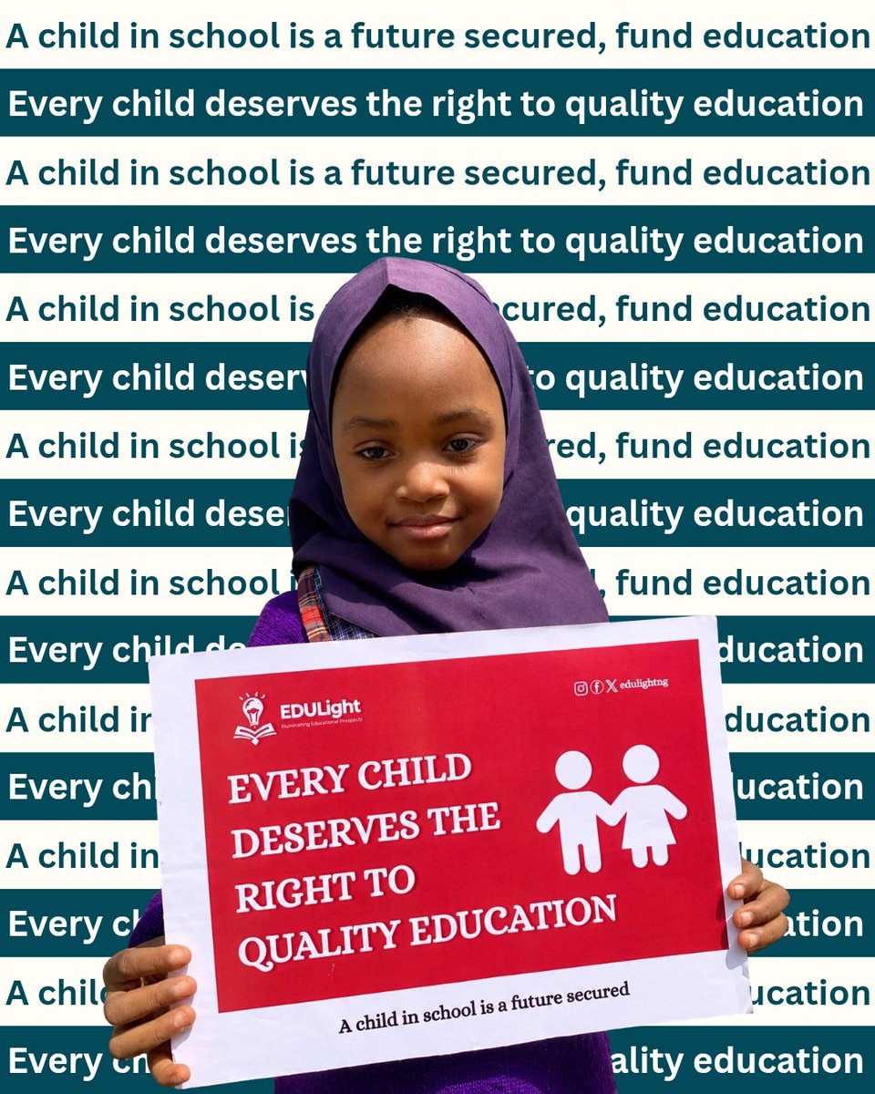 edulightng's tweet photo. A child in school is a future secured.

Every classroom opened is a door to opportunity, hope, and progress. 

By investing in education today, we are building a brighter and more secure future for tomorrow.

#edulightng #Illuminate500 #sdg #child #education https://t.co/jz9fqOOkz4
