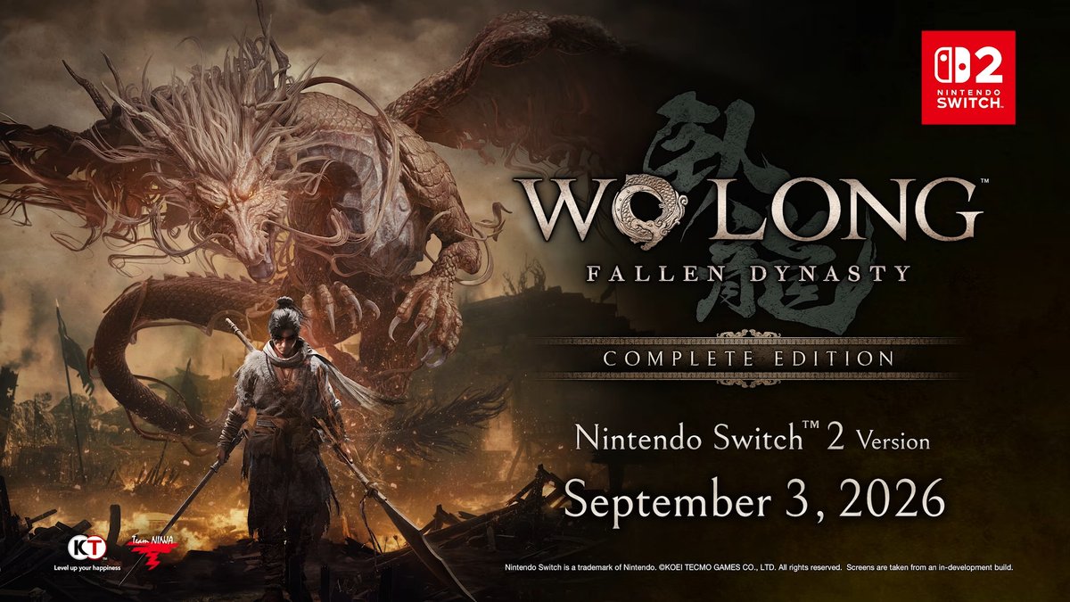 RPGSite's tweet photo. Wo Long: Fallen Dynasty: Complete Edition launches September 3 for Nintendo Switch 2. This includes the base game, three DLC packs, and collaboration DLC (Naraka Bladepoint, Nioh 2, Lies of P): https://t.co/Qg3L8wgL4h https://t.co/THvWpCS5lE