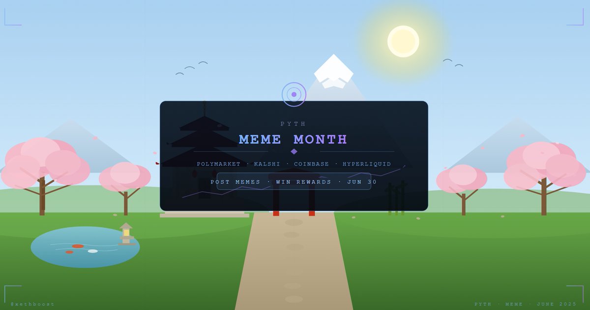 xethboost's tweet photo. GLO MO FAM 🔮

- Polymarket runs on Pyth price feeds.
- Kalshi runs on Pyth price feeds.
- Coinbase, Binance, Hyperliquid perps -  Pyth.
Revenue? Up and to the right.

most people still have no idea how deep the integration goes.

here's what Pyth actually powers right now:
- Polymarket Perps and Up/Down markets
- Kalshi Up/Down markets
-  24/7 perpetual markets on Coinbase, Binance, TradeXYZ, Hyperliquid
- 700+ blockchain apps total

and June is Pyth meme month.

post a Pyth meme anywhere - X, Reddit, TikTok, YouTube. original memes get prioritised. free meme library in the drive below if you need inspo.🤪
