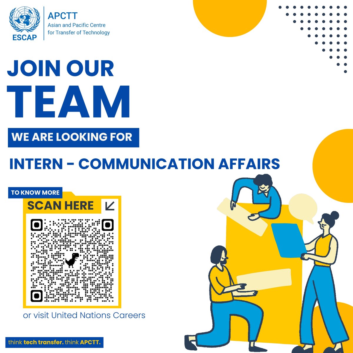 UNAPCTT's tweet photo. 📢 Internship Opportunity | APCTT, New Delhi 📢
 
APCTT is looking for an Intern - Communication Affairs for 3-6 month to join the Team in New Delhi, India.

@UNESCAP | @UN_PreetiSoni https://t.co/2QpU2nPyFg
