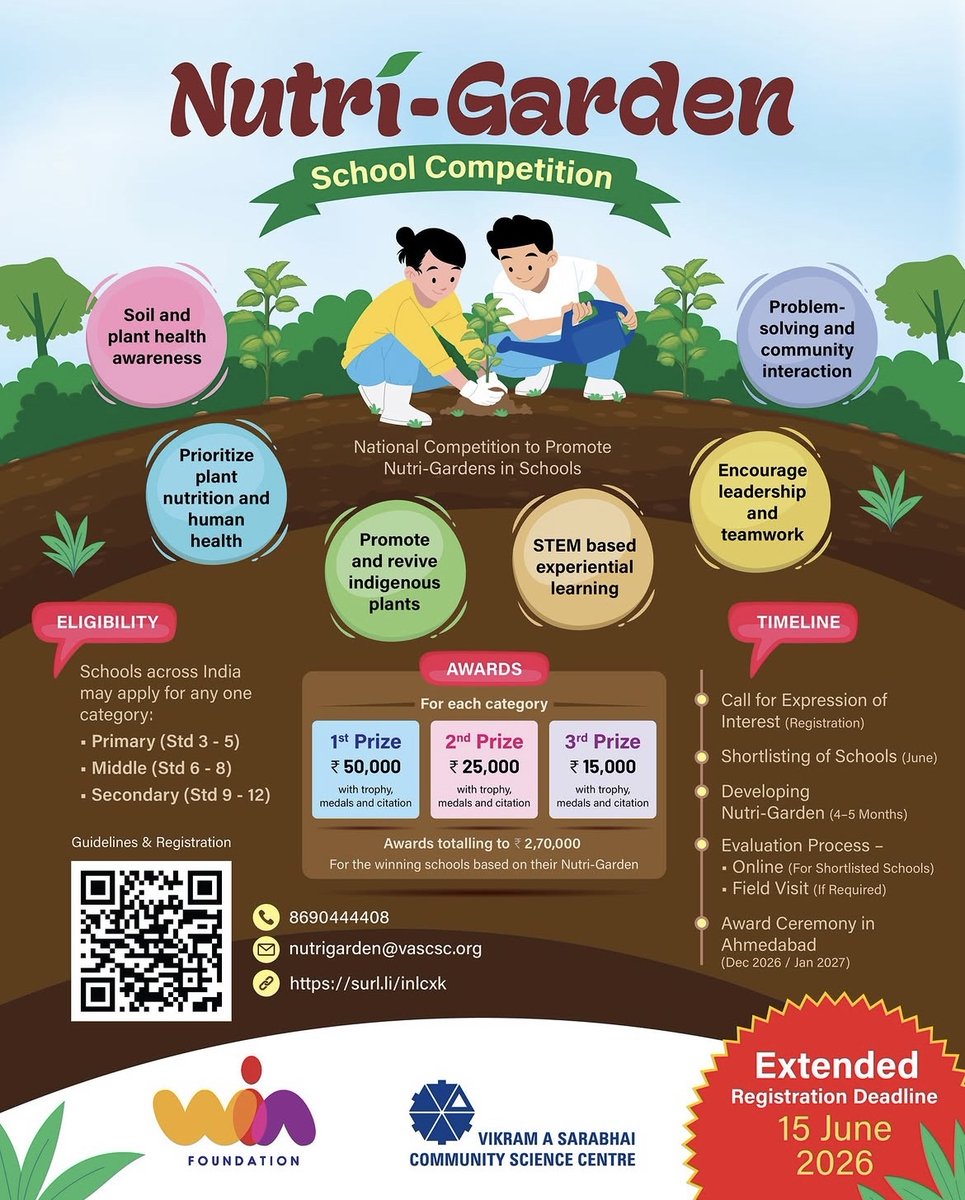 WINFoundation3's tweet photo. Calling @schools: apply for National School Nutri garden competition. Learn by doing, connect with nature, promote nutrition activities in school and in community. finale in Dec with prizes. Schools selected will get support fund. No fees to participate. Apply by June 15th. https://t.co/FcVxk46u17