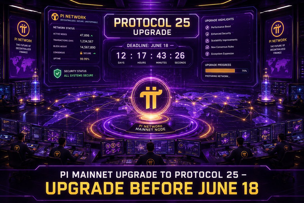 PiarchieveB's tweet photo. 🚨 Pi Mainnet Node Operators
The Protocol 26 upgrade is here! 🚀
All Mainnet nodes must upgrade before June 28 to stay connected to the network. The process may take longer than usual, so don't wait until the last minute.
#PiNetwork #PiMainnet #PiNode #Protocol25 #Pioneer 💜🚀 https://t.co/9hrVp5G0cq