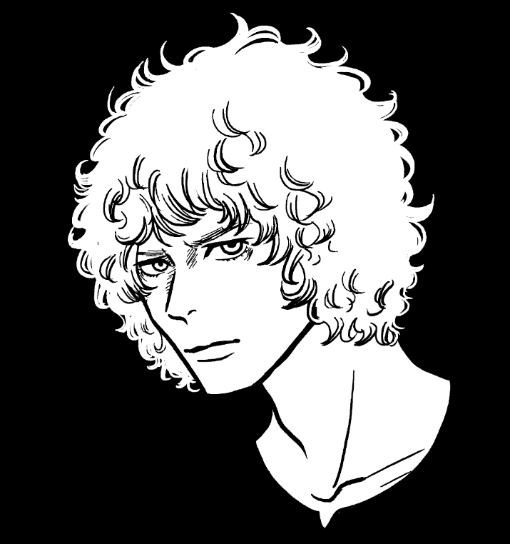 「きのうロックの日だった! 描く時間なかったから前に描いたデヴィッド・ボウイさん 」|宇仁田ゆみのイラスト