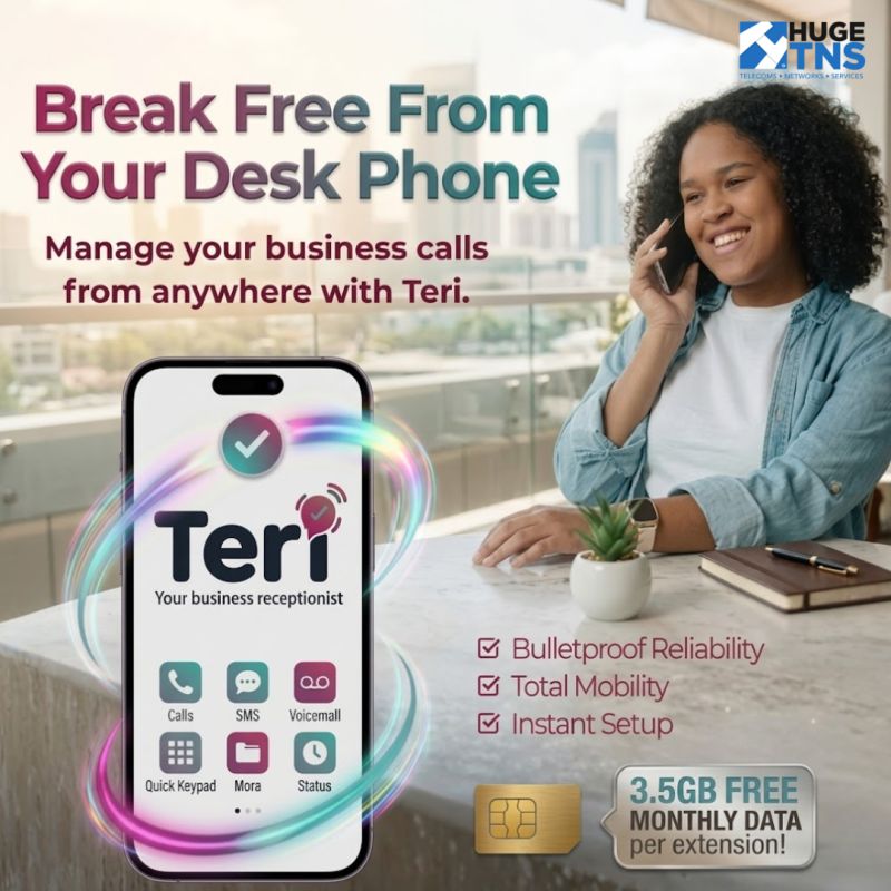 basil_todd's tweet photo. 🆘 Still chained to that outdated desk phone in 2026?
🆙 Wake up...!
📠 Haven’t you heard about Teri yet?  
✴️ It’s time to smash the chains and break free — FOREVER.  
🟢 Teri is the cloud-based GSM PBX that lets your entire team throw away the office phones and run all business calls from their mobile phones with landline-crushing reliability and total mobile domination.  
▶️ Stop wasting money and start dominating:
⚡ Why are you still paying for desk phones when Teri gives you unlimited calling included?
✴️ Why stress about data bills when every extension gets 3.5GB FREE data every single month?
🆗 Why make your team burn their own airtime when Teri covers 100% of it?
✅ Why tolerate weak, jittery VoIP when you can have bulletproof GSM power — zero drops, zero hardware, zero excuses?  
✳️ Instant setup. Massively scalable. Total control from anywhere.  
🟢 This is enterprise-grade firepower built for fast-growing businesses that refuse to deal with corporate nonsense.  
➡️ Enough is enough ⬅️ 
🚫 Ready to cut the cord and crush it?  
🔜 Contact Basil Todd right now: 079 973 5959 Email: basil@hugetns.com  
https://t.co/Nf8OUki7FF | Powered by Huge TNS
