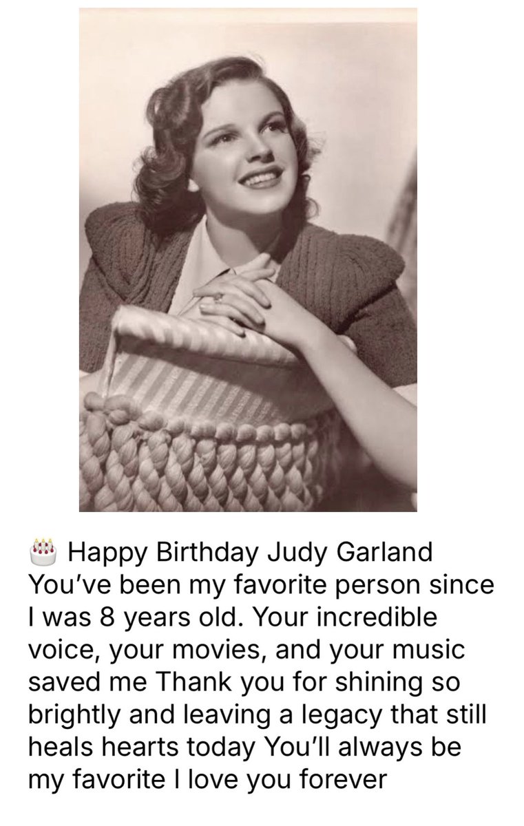 KellyHart193's tweet photo. #JudyGarland #HappyBirthdayJudy https://t.co/74GbqCc02x