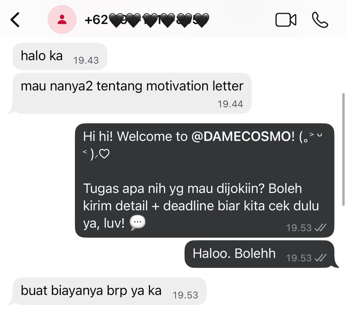 DAMECOSMO's tweet photo. #Testimoni untuk pengerjaan motivation letter!

Minat? WA: 📲 https://t.co/FwEuB3XZgx (Faster response).

t. joki tugas joktug motlet surat motivasi essay. https://t.co/L1ff7oURPH