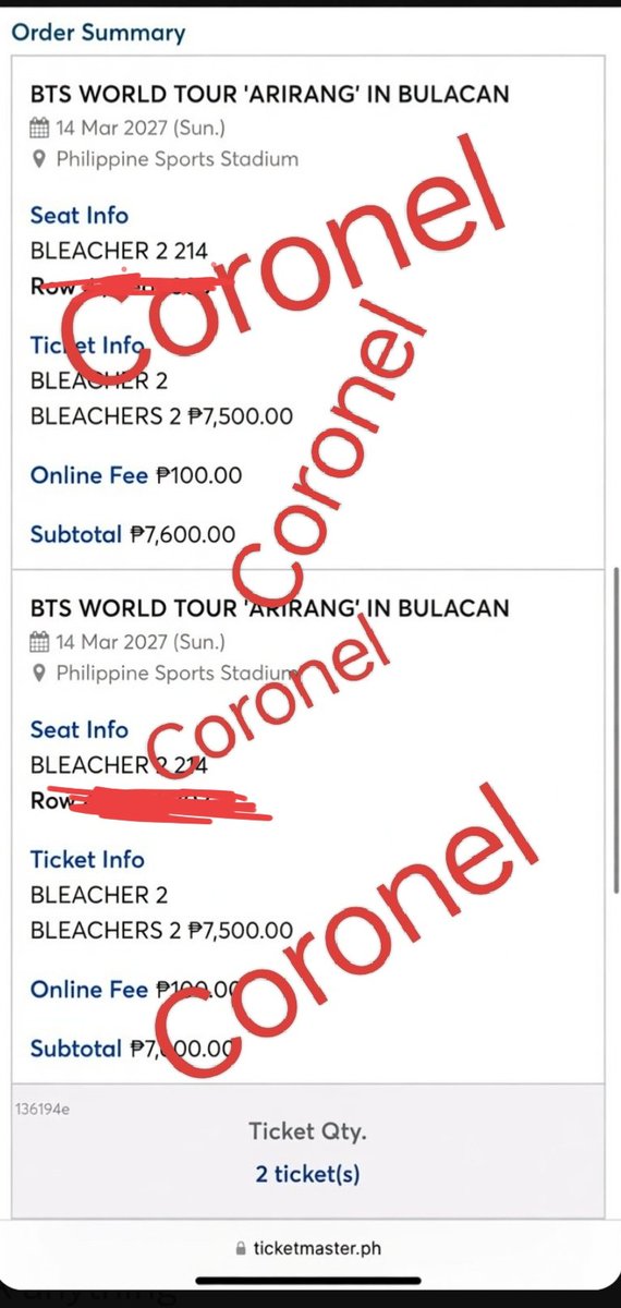a8fh3's tweet photo. WTS 
BTS IN BULACAN

2x BLEACHERS 2 TICKETS
Magkatabi po 
8k each 
Will enter the venue together po ☺️
Dm if interested
 #BTS_WORLDTOUR_ARIRANG #BTS_WORLDTOUR_ARIRANG_BULACAN #BTS_WORLDTOUR_ARIRANG_ASIA https://t.co/aaqt7CUALz