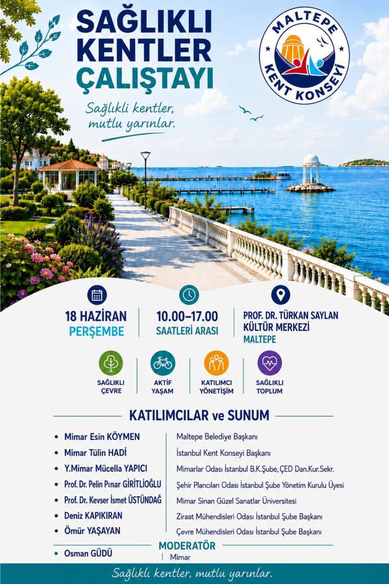 CMOistanbul's tweet photo. 📢 Şube Başkanımız Ömür Yaşayan, 18 Haziran Perşembe günü Maltepe Kent Konseyi tarafından düzenlenen Sağlıklı Kentler Çalıştayı'nda yer alacak.

🕙 10.00 – 17.00
📍 Prof. Dr. Türkan Saylan Kültür Merkezi, Maltepe https://t.co/3O9nVKMOd4