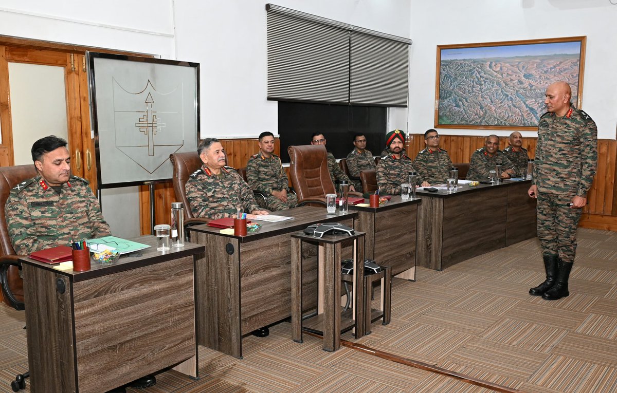 JK247News's tweet photo. #COAS General Upendra Dwivedi visits @NorthernComd_IA and reviews operational preparedness, capability development and modernisation initiatives. He emphasises #TechAbsorption, innovation and Multi-Domain Operations to enhance combat readiness in a dynamic security environment. https://t.co/wC3BXgjOxd