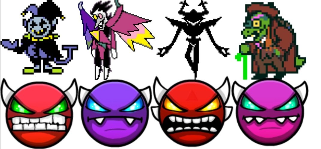 rdoritos665's tweet photo. Deltarune secret bosses and what geometry dash demon difficulty i would give them https://t.co/l8DthWW8O5