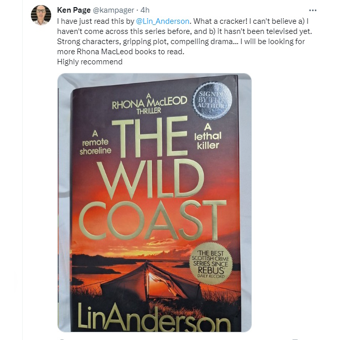 CannesVibe's tweet photo. THE WILD COAST - 'Strong characters, gripping plot, compelling drama... I will be looking for more Rhona MacLeod books to read. Highly recommend:' https://t.co/Df6eoRDfrQ #TheWildCoast #LinAnderson #CrimeFiction #Thriller https://t.co/VHKIukVOSa