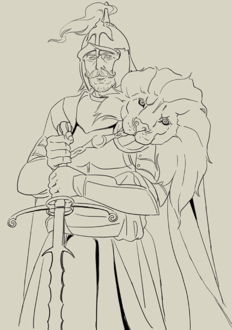 PenPrickly's tweet photo. Can't wait to color this dude.  Sir Izaak Lotar, First Sword of Lechia. https://t.co/jO9HNVEEAE