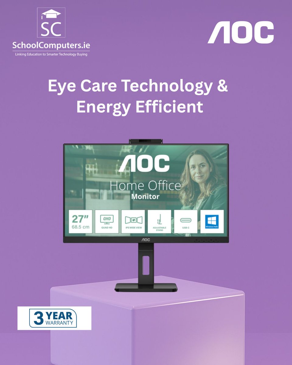 SchoolComp_ie's tweet photo. AOC Monitors for Smarter, More Engaging Learning

• Smooth, reliable performance for teaching, learning, and collaboration
• Energy-efficient features that help support everyday classroom use

https://t.co/9U1ZpmJgJ5 

#AOC #Monitors #AOCMonitors #Productivity #Speed #SC https://t.co/NUNUMbInOA