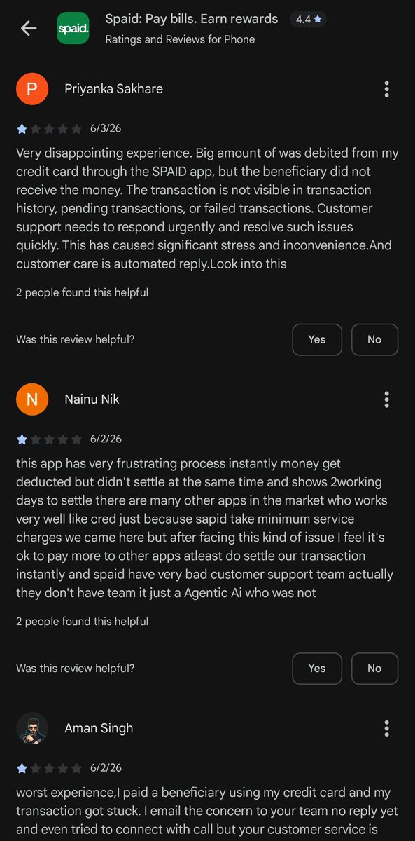 KarKePehno's tweet photo. 🚨 :#SPaid app has been completely unresponsive for over a week, and customer money is stuck! 🚨
Emails are being ignored.
Phone support is just a useless AI bot on a loop.
App Store reviews are plummeting with the exact same complaints.
RT to make some noise.
#SuperPe #SPaid https://t.co/j6PZnadk06