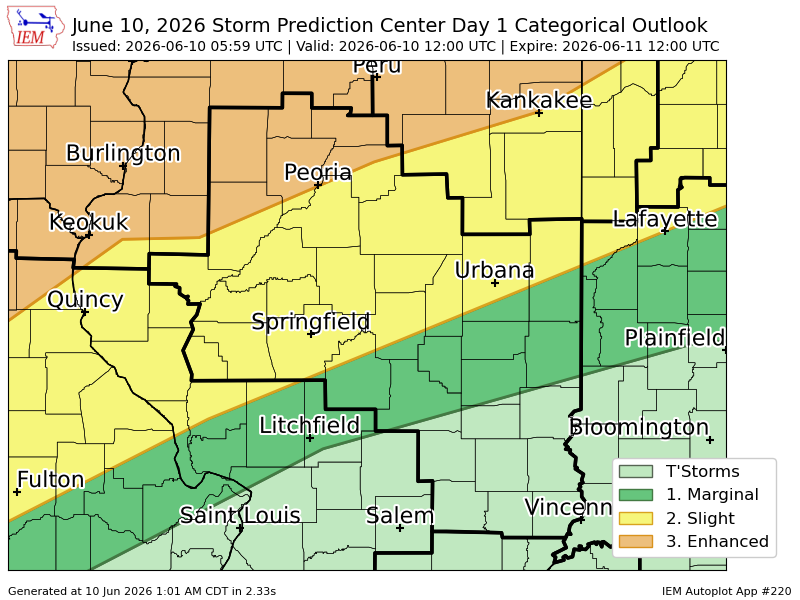 #SPC issues Day 1 Enhanced Convective Risk at Jun 10, 5:59z for ILX ...