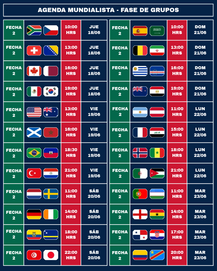 FanaticosMX24_'s tweet photo. ¡¡CALENDARIO COMPLETO DE LA COPA DEL MUNDO!! 🤯🏆🌎

Con ustedes TODOS los partidos de la Fase de Grupos en el Mundial 2026.

¡¡SERÁ UNA ABSOLUTA LOCURA!! 🤩⚽

#Mundial2026 #Futbol https://t.co/zjoZBuhQZL