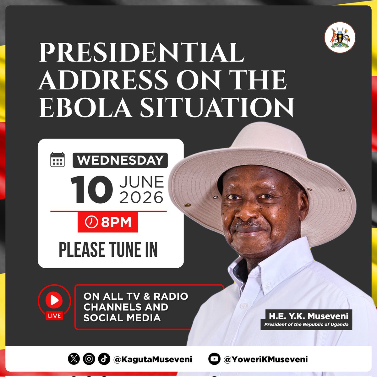 cherop_caleb's tweet photo. Stay Tuned. 
Ebola is here. Take safety precautions to protect yourself, your family, and your community. 

Wash your hands regularly, avoid contact with infected individuals, and follow guidance from health authorities. 

Stay informed, practice good hygiene, and seek help. https://t.co/XoOKGrvYNi