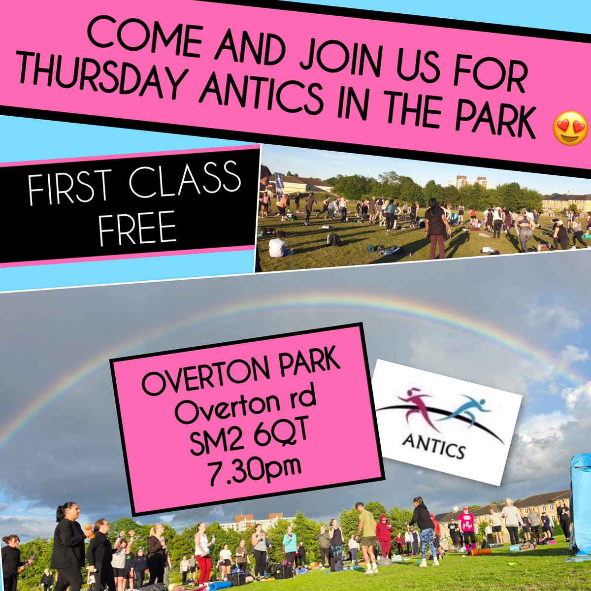 anticsfitness's tweet photo. COME AND JOIN US TOMORROW FOR THURSDAY EVENING ANTICS IN THE PARK 😍

‼️ NEW FORMAT ALERT ‼️ https://t.co/woVmUOWQCs
