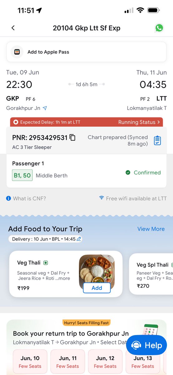 SinghTrinesh's tweet photo. @RPF_INDIA One of my Family Member Name Reetu Singh is travelling from Gorakhpur To Mumbai on seat number B1 50 Train number 20104 on middle bearth with 3 years daughter….The family beside them is touchuring and troubling and also not giving them to come down or seat… https://t.co/XklgRLzzMA