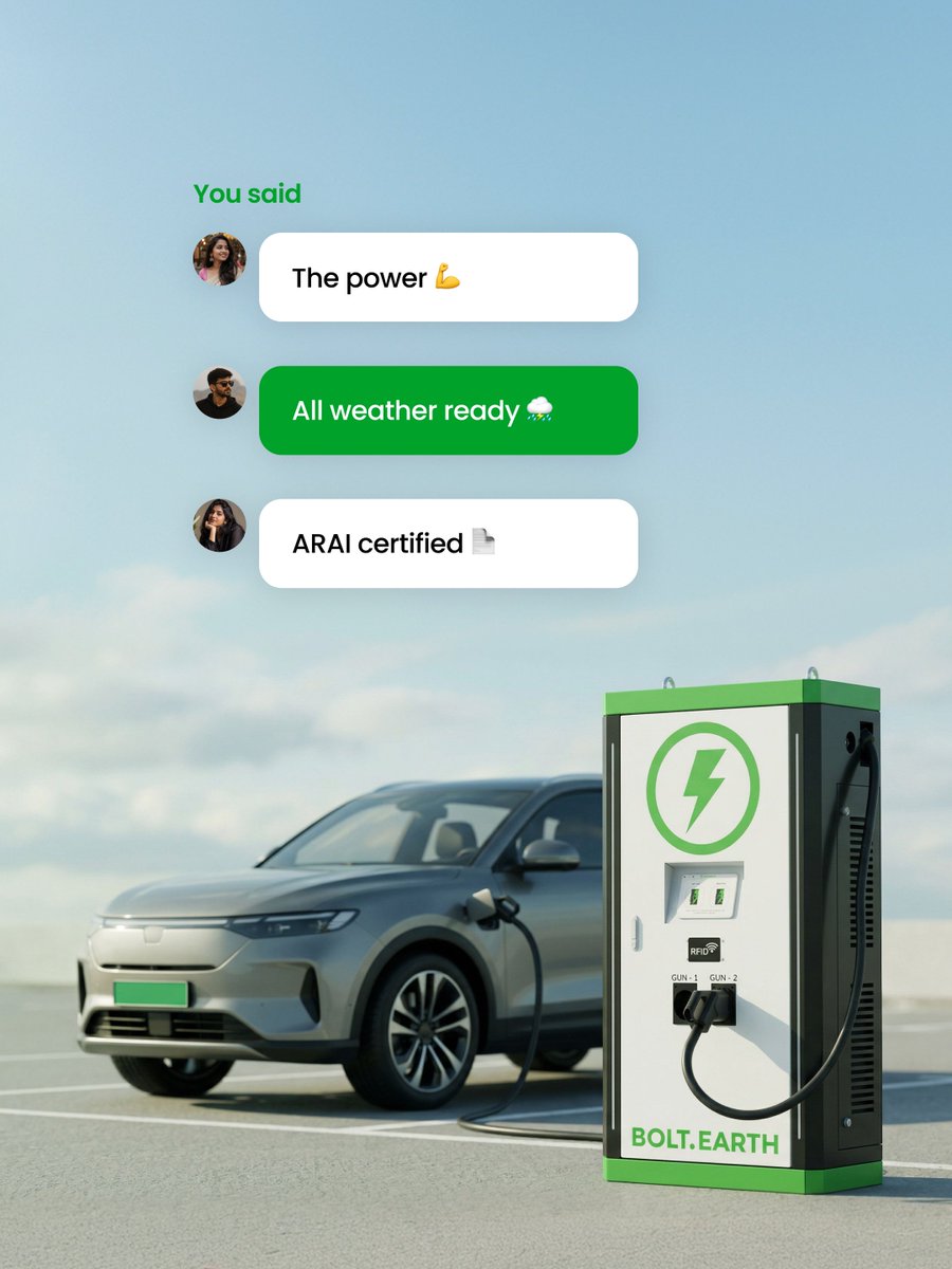 bolt_earth's tweet photo. Not just an EV charger, it’s a whole vibe. 😍

Here's our product lineup.

#BoltEarth #EVCharging #Features #ElectricVehicles #EVs #ElectricMobility #EVAdoption #EVIndia #EVInfrastructure https://t.co/FnLdbWIQTe