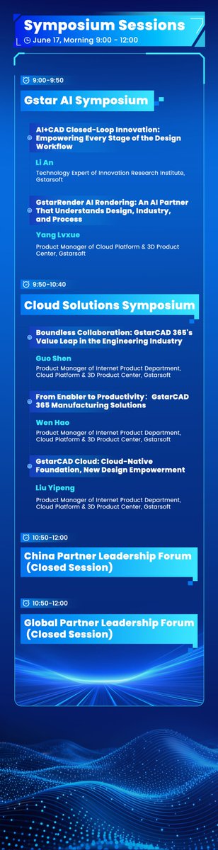 Gstarsoft_CAD's tweet photo. The 2026 GstarSoft Product Innovation Summit Agenda is here! 

Join us on June 16 alongside global industry experts to explore the future of CAD, BIM, Cloud solutions, and the exclusive launch of our new AI strategy and products.

#GstarSoft #GstarCAD #TechSummit2026  #CAD #BIM https://t.co/UWj2UOniJd