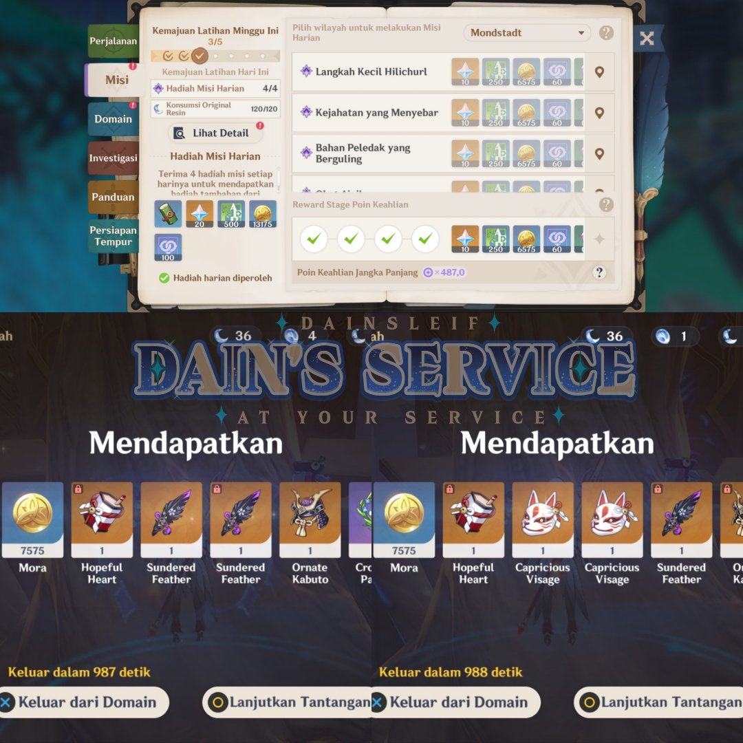 dainservice's tweet photo. Day 28
— Resin untuk Momiji
— Klaim daily

Bonus: 
— Tambahan resin ke momiji https://t.co/5LTKPU5gOe