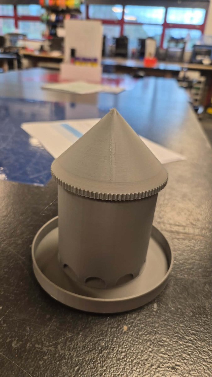 s_winterson's tweet photo. Reason 859,724,63 why we love our 3D printers. Feeding stations for the baby ducks! #lovemyjob #ducklings @Millfieldhighsc https://t.co/wBTdFChLfZ