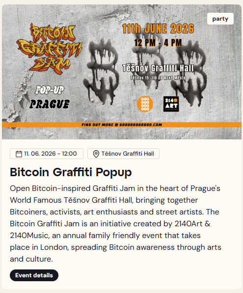 600billions's tweet photo. 21 Discounted tickets left...👀

Going to @BTCPrague?

Win 2 free tickets to tomorrows party! 🥳

1. Follow @BTCPrague and @600billions 
2. Like &amp; RT this post
3. What is the name of the first Bitcoin mining pool? (Answers below) 👇

2 random winners

Deadline: 10th June, 8PM GMT https://t.co/NjJCn4MsQ9