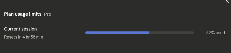 api0x's tweet photo. On resuming the CC session, Fable 5 usage jumps from 0 to 59% in a min. So far its good fixed issues which was not detected by opus 4.8 👍 but usage 😬 https://t.co/NyZhCMnOPF