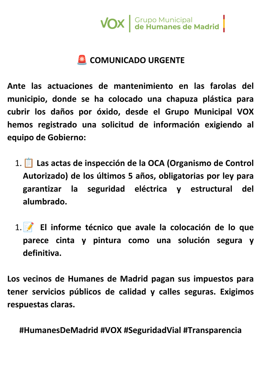 HumanesVox's tweet photo. 📷 ¿Mantenimiento o parche estético?
#SeguridadVial #MantenimientoUrbano #AlumbradoPúblico #Transparencia https://t.co/OJ5aKIpZEX
