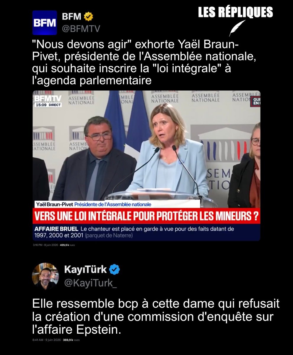 Les_Repliques's tweet photo. Lyhanna : "Nous ne nous tairons plus" affirme déterminée la présidente de l'Assemblée nationale @YaelBRAUNPIVET qui souhaite inscrire la "loi intégrale" à l'agenda parlementaire

@KayiTurk_ https://t.co/UvlPv2ZJMr