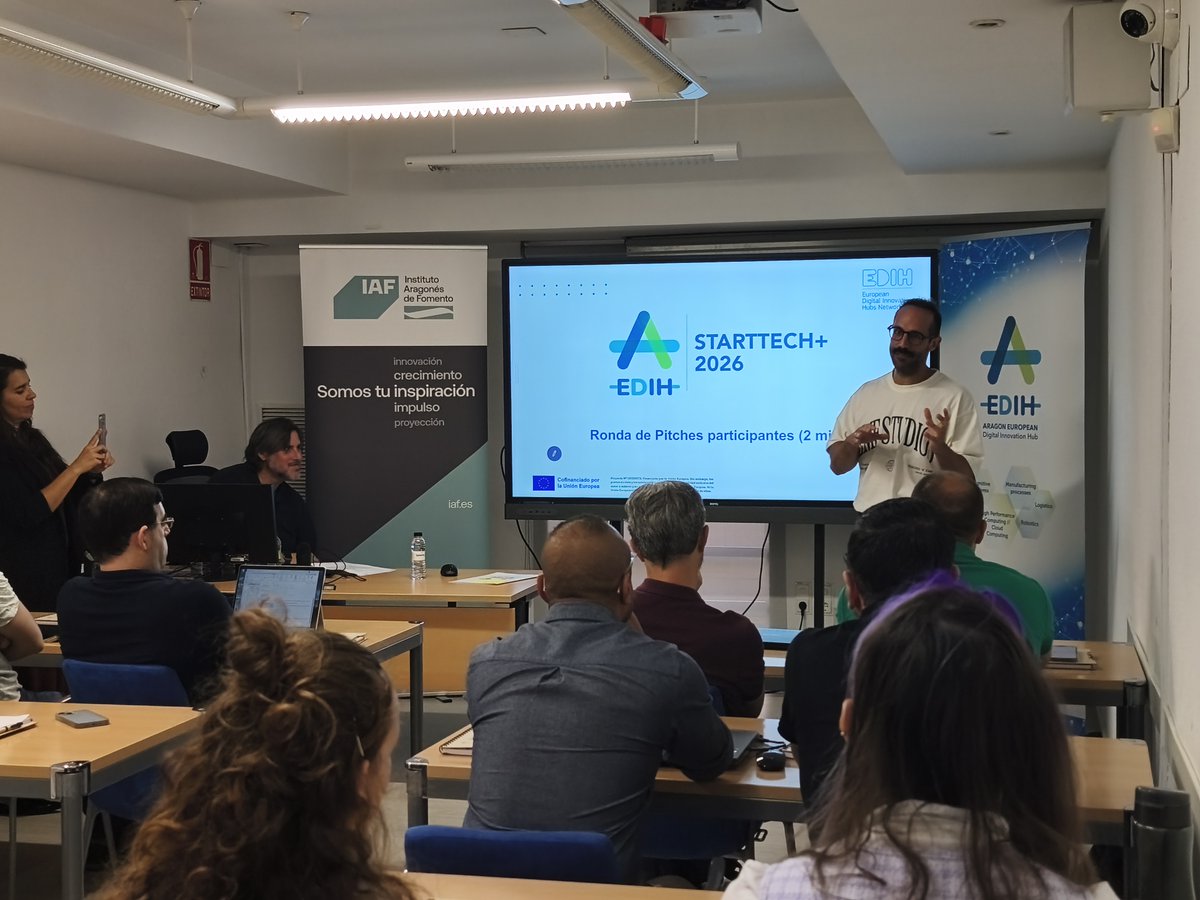AragonDih's tweet photo. 🚀Hoy hemos dado la bienvenida y primera formación del StartTech+ 2026 en el @AragonesFomento, el programa de alto rendimiento cofinanciado por fondos Digital Europe, que permite acelerar el crecimiento de las Startups, Pymes innovadoras o de base tecnológica de reciente creación https://t.co/XvLXbIKaIb