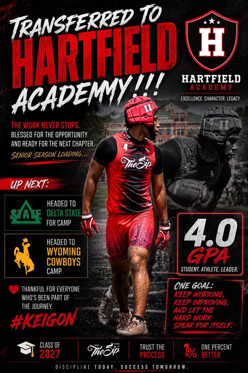 koollaid's tweet photo. @HuskerFootball 

I’d like to introduce Keigon “Fat” Lowery, a 2027 WR/Slot from Hartfield Academy (MS). He’s 6’0”, 180 lbs, carries a 4.0 GPA, and is a high-character student-athlete. We’d appreciate you taking a look at his film and following his journey. Thank you https://t.co/9VUA1lu2sA