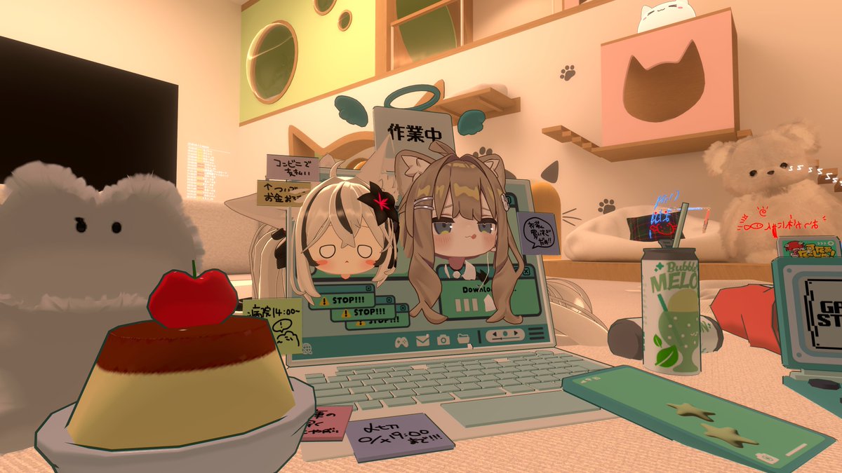 tacho_vrc's tweet photo. 今日も今日とて作業妨害メスガキ系あばたに邪魔されてるにゃ！！！！

#VRChat #ぐゅうなみ https://t.co/z7TcvT8z8w