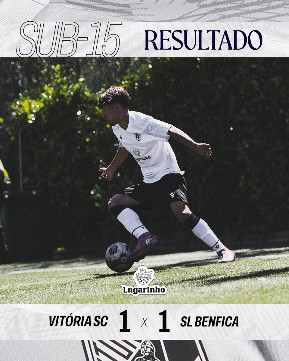 VitoriaSC1922's tweet photo. ⏹️ Empate na receção ao SL Benfica. Tomás Veríssimo foi o marcador do golo vitoriano.
#UnidosPeloVitória • #Sub15 • #VSCSLB https://t.co/Zbfd5fiHyo