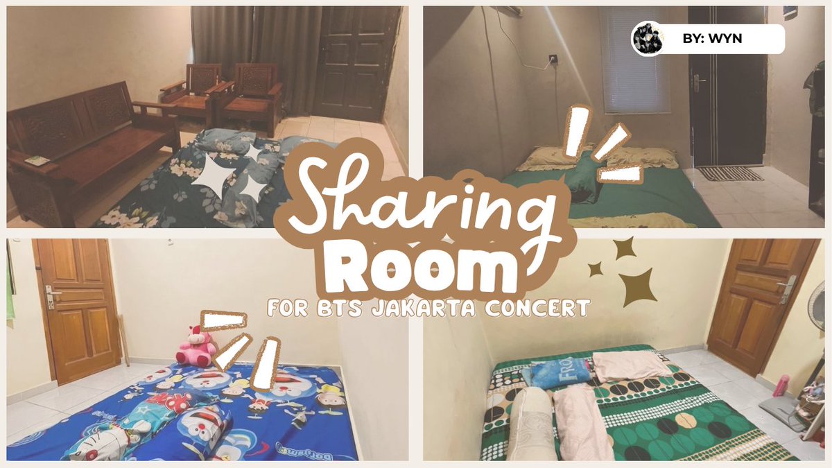 btsjecnj's tweet photo. SHARING ROOM BY WYN ( @btsjecnj ) 
Untuk Konser BTS ARIRANG di JAKARTA pada tanggal 26 dan 27 Desember 2026. ✨💥☄️

Terima kasih ya temen-temen ARMY yang udah antusias untuk sharing room di kontrakan ku 🙏 jika tidak menyukai room-nya mohon langsung skip dan tidak di judge karena ini usaha dari kerja keras ku 🙏

Lokasi penginapan ada di perbatasan jakarta pusat. jarak dari penginapan ke venue konser di GBK sekitar -+ 10 km.