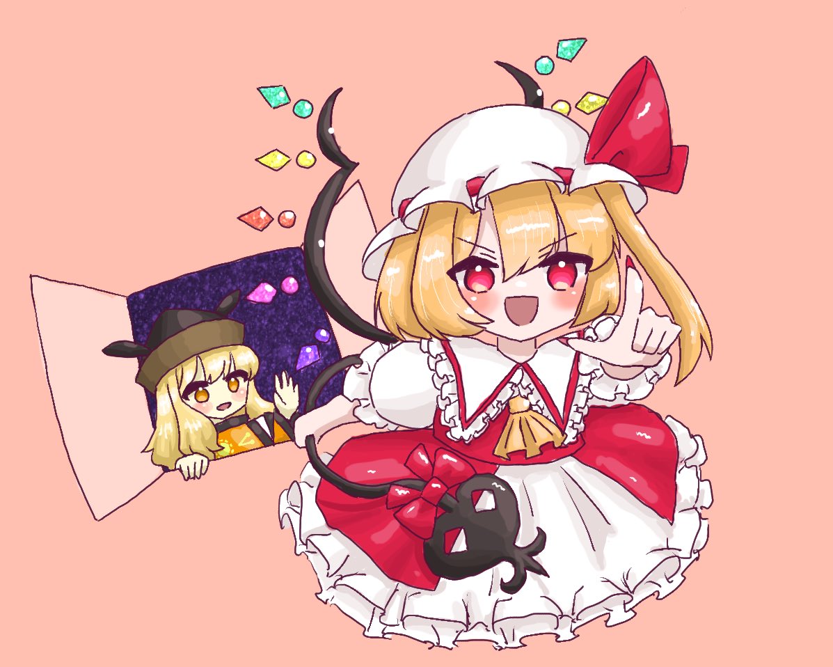koimikun's tweet photo. 紅魔郷リメイクやった～❣️
再掲フランドール・スカーレット🦇(と隠岐奈) https://t.co/I1XFtqUFJI