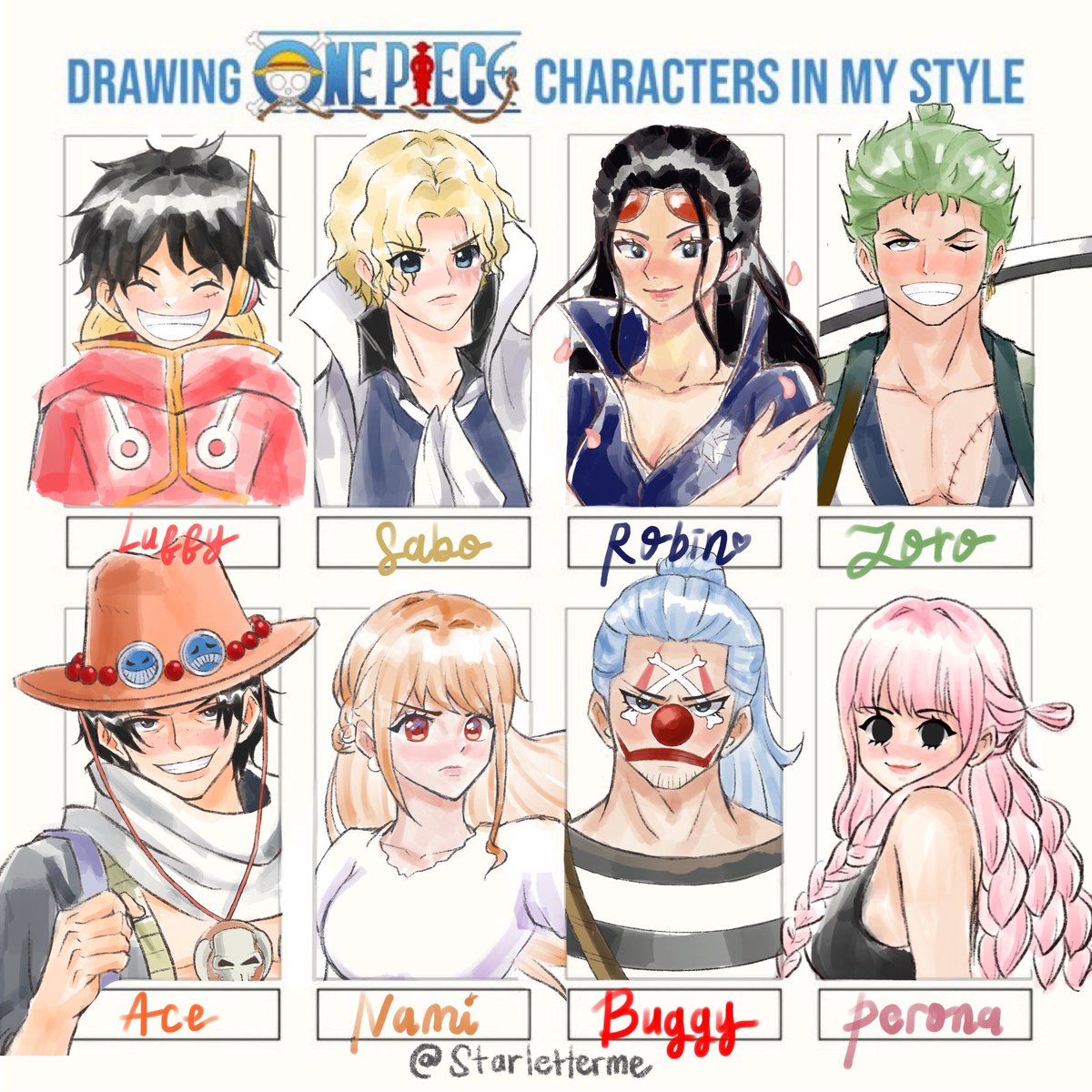 starletterme's tweet photo. Finally its heree, one piece characters in my style🌷

#onepiece https://t.co/JElBARRfDR