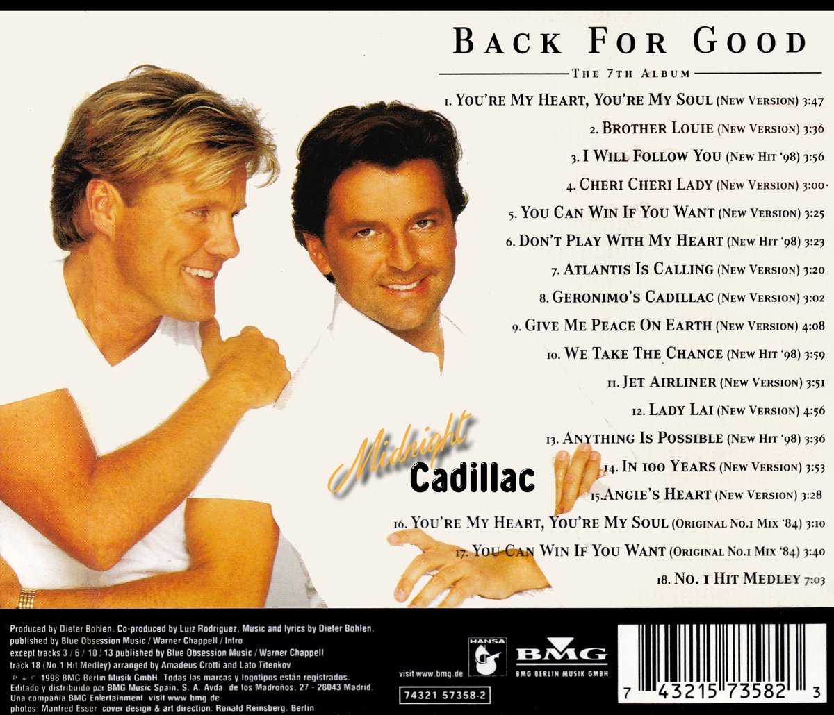 mid_cadillac's tweet photo. Midnight Cadillac - Record Collection #1421
MODERN TALKING Back For Good
CD • Spain • 74321 57358-2 • 1998 • Hansa • BMG
#midnightcadillac #moderntalking #backforgood #dieterbohlen #thomasanders https://t.co/HCdvz6uswd