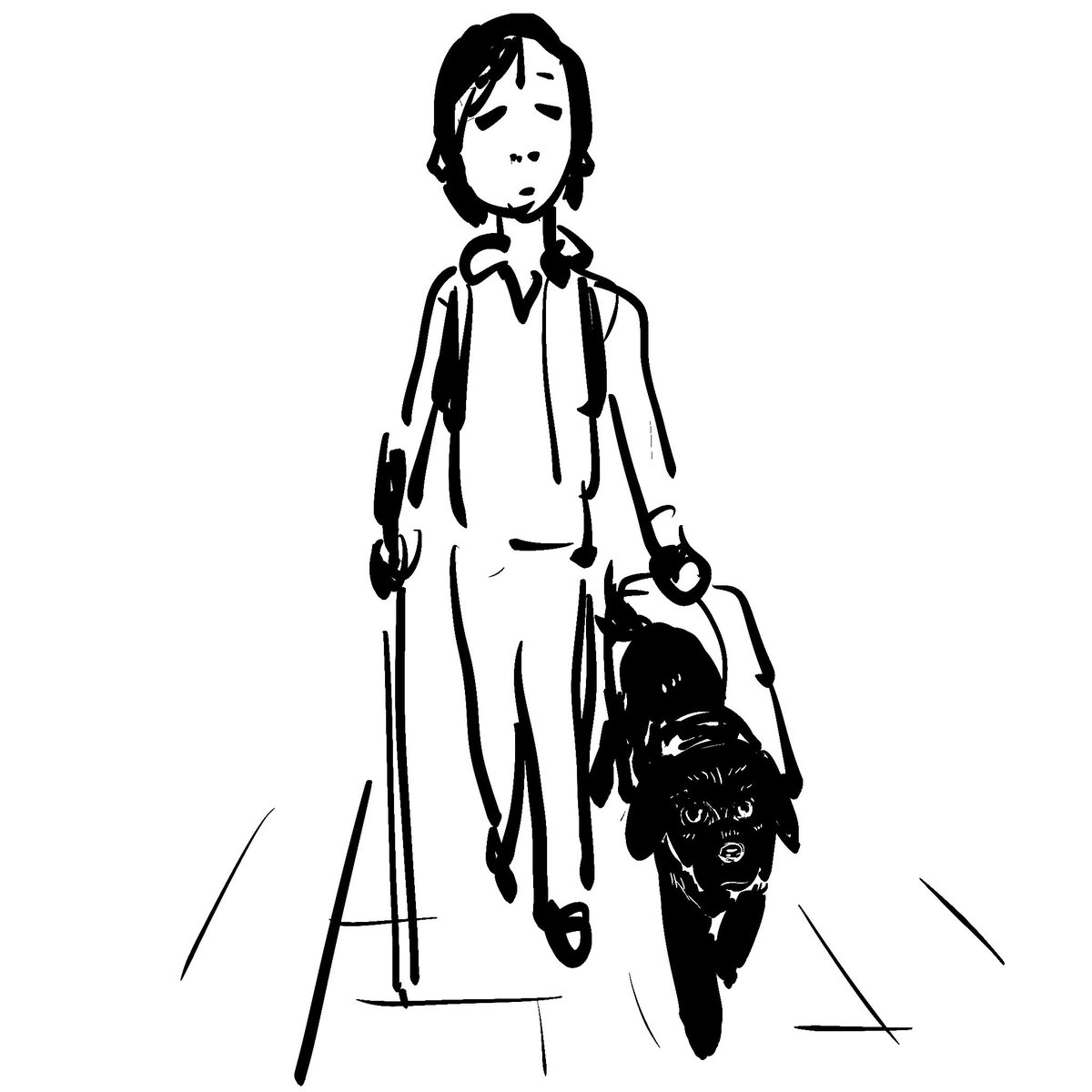 daicyobata's tweet photo. 週に１日、決まった時間に利用する乗り換え駅で、毎週すれ違う白杖の人がいるのですが、先日、黒いレトリーバー犬にサポートされるようになりました。黒犬は若く、新しく始めた仕事に緊張の面持ちで、なんか初々しく可愛かった。 https://t.co/tYwlWBmQDo