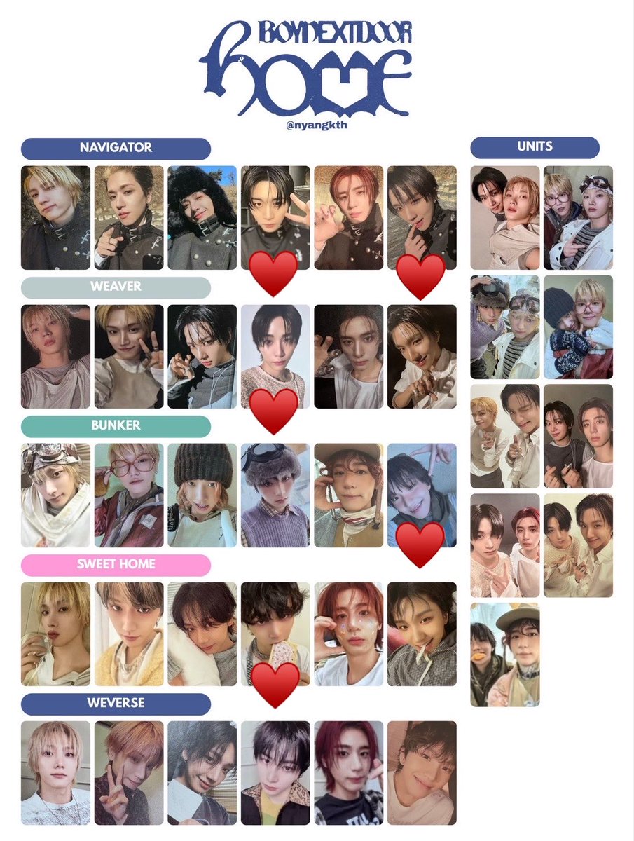__woon9's tweet photo. BOYNEXTDOOR ボネクド ボイネク
HOME ホーム トレカ 封入 交換

【譲】　
ソンホ、リウ、ジェヒョン、イハン
コンポズ、アハズ

【求】　
同種 ウナク、テサン(写真のもの

大阪9/9、10手渡し
郵送にて交換希望です！！
お心当たりのある方はお気軽にお声掛けください🙇🏻 https://t.co/OFFhixDsfu