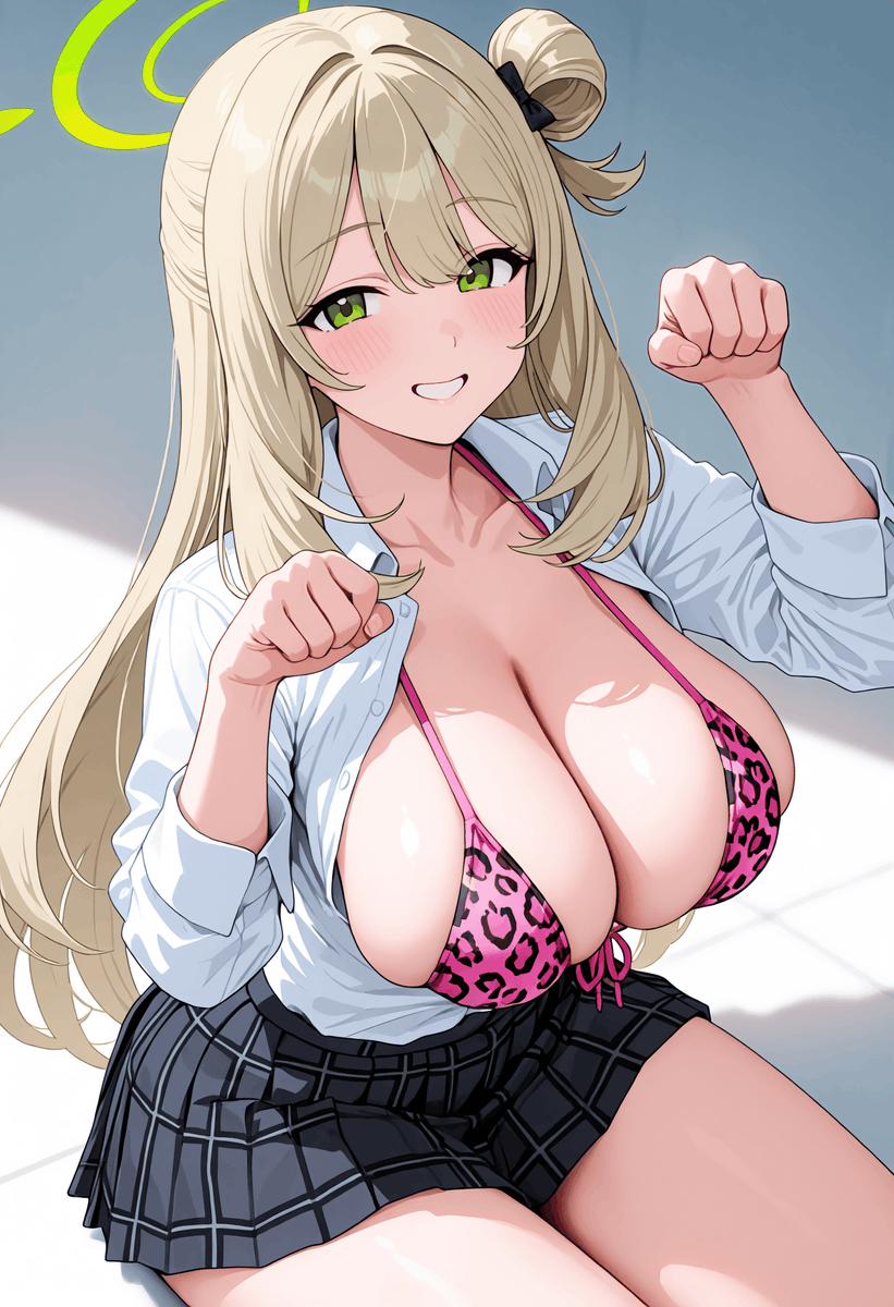 Bcm0ou's tweet photo. ピンクのヒョウ柄のギャルコスプレの
ブルーアーカイブのノノミです！
　　ブルアカ
＃ブルーアーカイブ　＃AIイラスト https://t.co/iBHxRqzelk