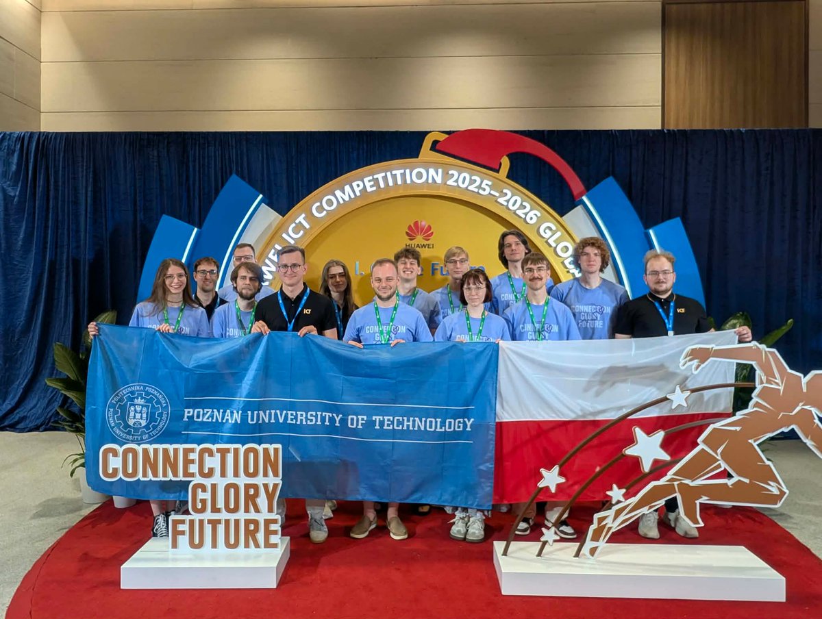 InformatykaPP's tweet photo. Studenci Politechniki Poznańskiej wśród najlepszych na świecie w Huawei ICT Competition 2025–2026! 🏆🥇

Serdecznie gratulujemy wszystkim uczestnikom i opiekunom oraz życzymy kolejnych sukcesów na arenie międzynarodowej!👏💪

https://t.co/DC5GOQTvhI https://t.co/Md0DDh1SFT