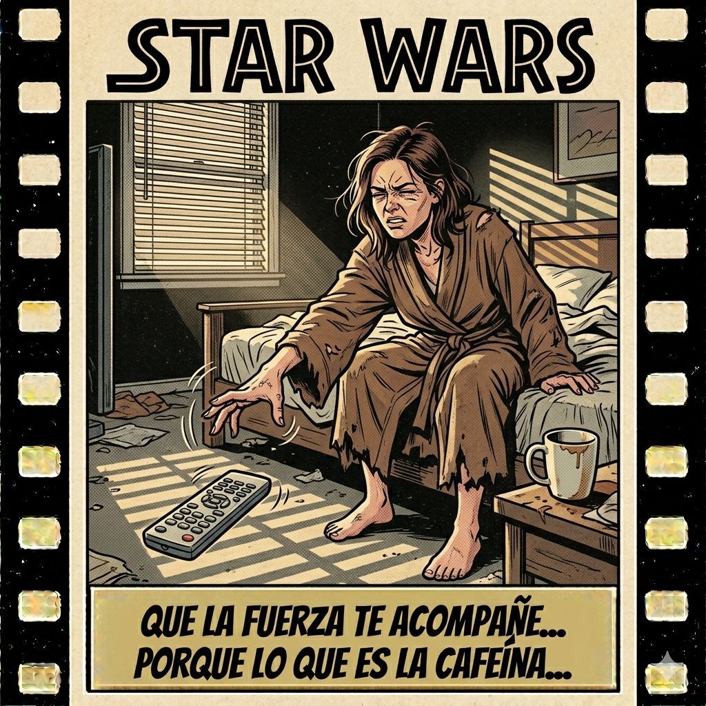 jafortuny's tweet photo. Siento una perturbación en la Fuerza... como si millones de neuronas gritasen de terror y fuesen silenciadas de golpe por la alarma del móvil. 🌌☕

#StarWars #LaGuerraDeLasGalaxias #Yoda #HumorCine #Guionistas #CineEspañol #Parodia #VisualStorytelling https://t.co/neNjvDfRrL