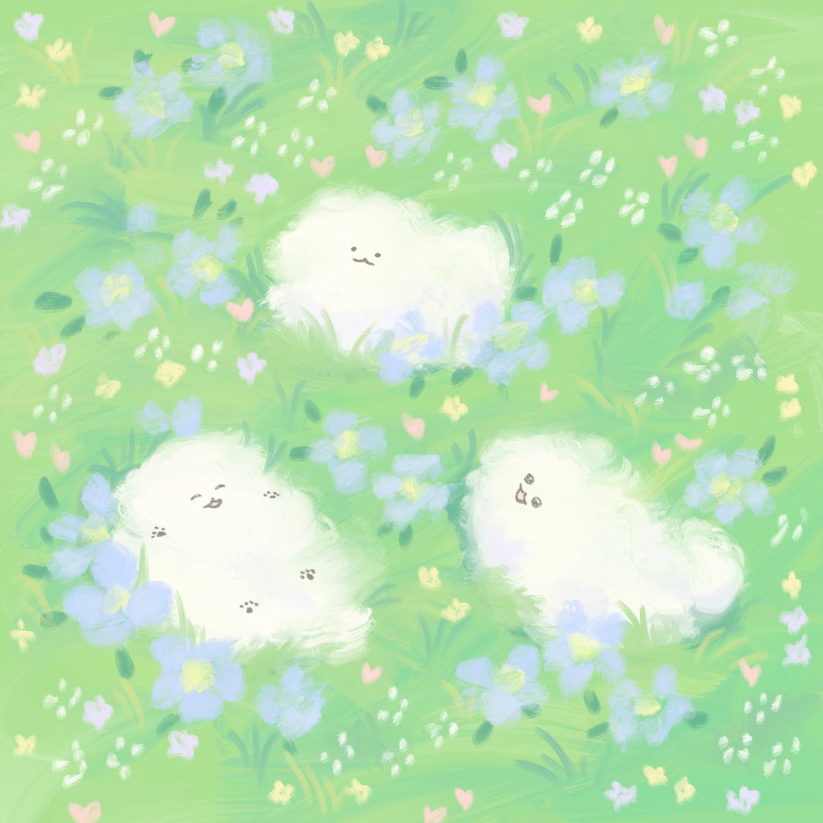 anz_m_'s tweet photo. ポメラニアンとお花畑🐶🌼

#イラスト #illustration #犬 https://t.co/p212LAlHX6