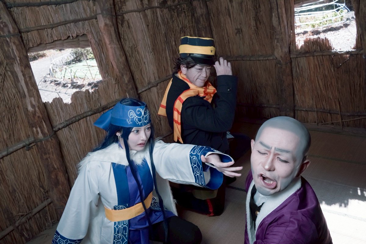 koudy_Kulilin's tweet photo. ゴールデンカムイCosplay （コス垢では載せてなかったので）
アシ『チタタㇷ゚って言えぇぇぇ！！！』
白『あ痛ぁぁぁぁぁ！！！』
杉元佐一/天空さん @railgun5366 
アシㇼパ/憐想さん @ho__ren_so0731 
白石由竹/自分
📸ソニックバードさん @sonicbirdz 
#リトコス2025 #コスプレ https://t.co/brAYgSNofy